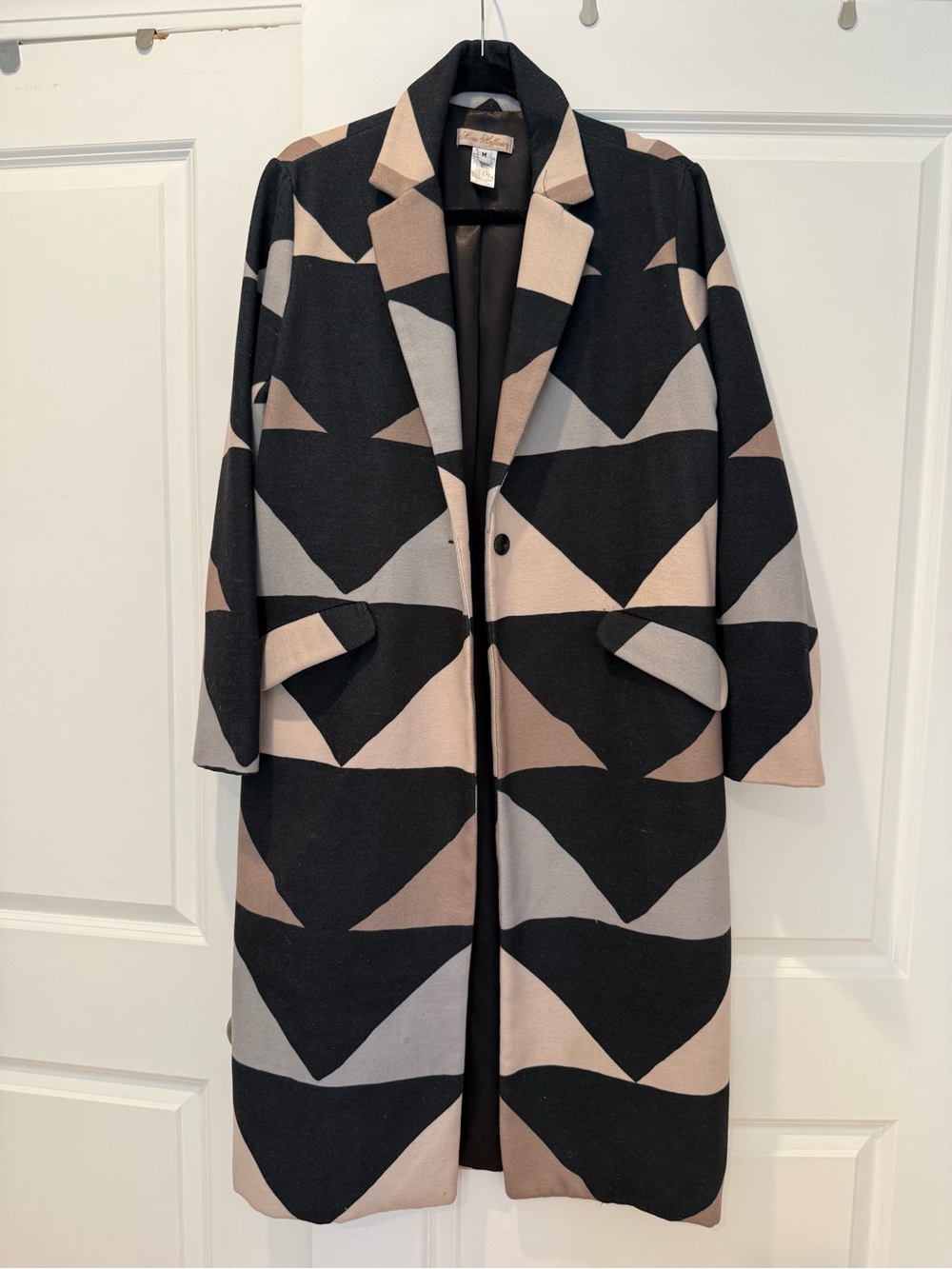 Mara Hoffman Black, Taupe & Gray Abstract Geometric Trench Coat